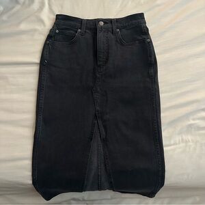 Black Denim Midi Skirt